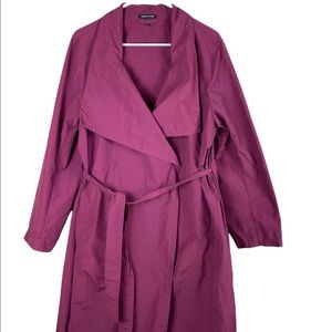 Eileen Fisher Berry purple double breasted lightweight trench coat size XL